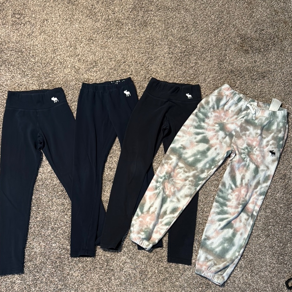 9/10 Abercrombie Leggings Kids Black / Blue and Tie-Dye Bottoms Set